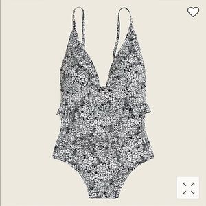 JCREW navy and white one piece NWT